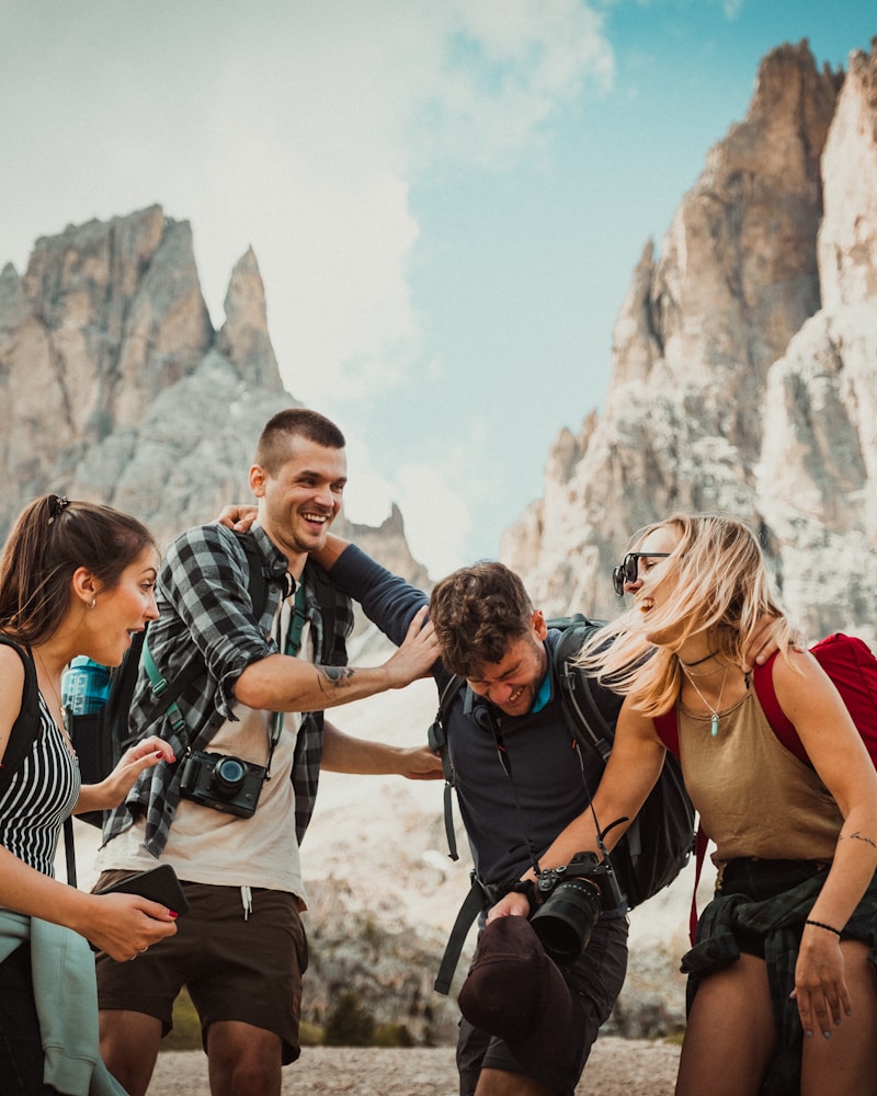 Friends together at golden hour on a group trip in Kenya